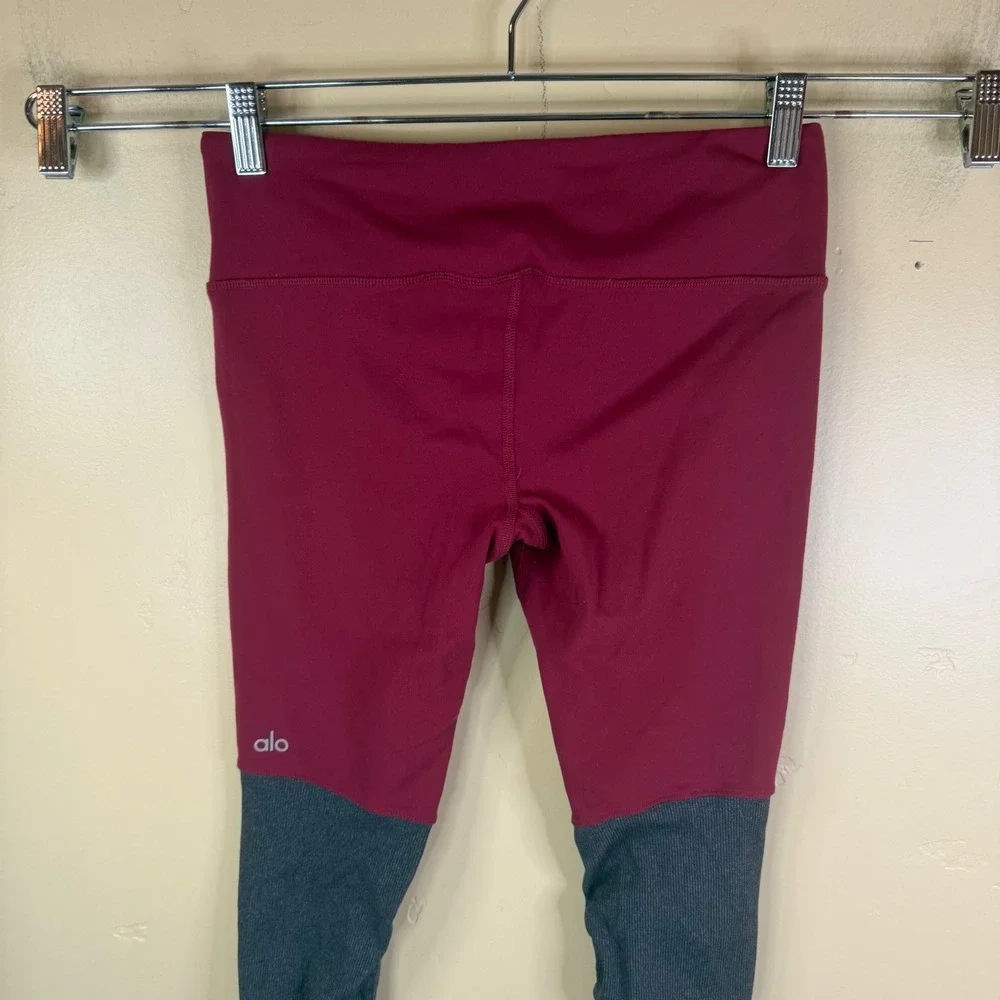 Alo Yoga Goddess Leggings Women Small Burgundy Charcoal‎ Grey Stirrup Activewear